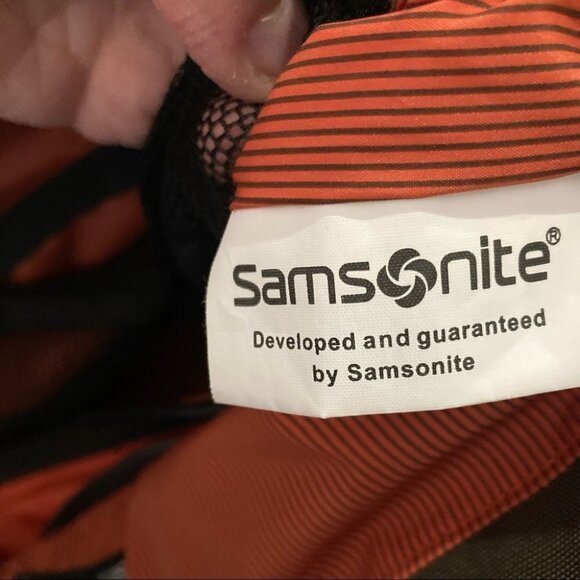 SAMSONITE Vertical Tote Brown w/ Orange lining Side Front Pockets - Picture 7 of 9